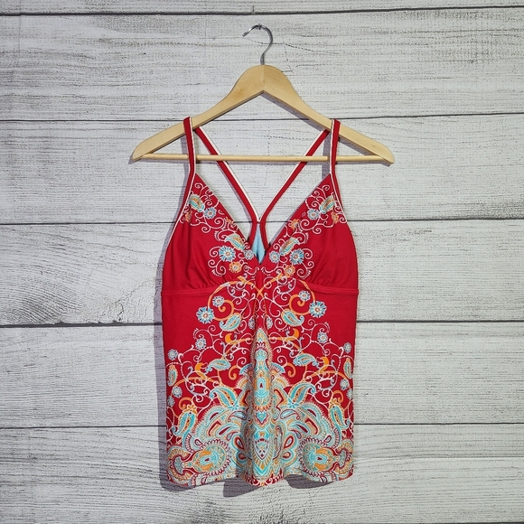 Athleta Other - Athleta Pink Strappy Paisley Tank Top, Size M Tall
